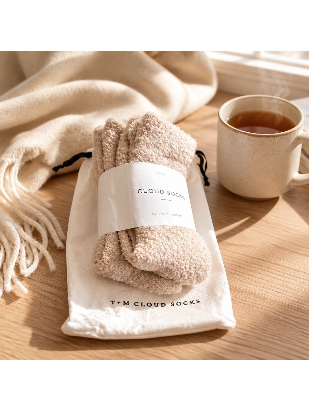T+M Cloud Socks 2 pairs New soft sand color